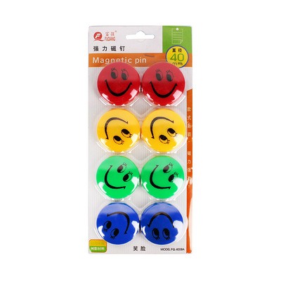 Kleurrijke circulaire magnetische gesp en schoolbord magneet absorber onderwijs whiteboard magneet absorber pin 30mm: Smile Face 8pcs L