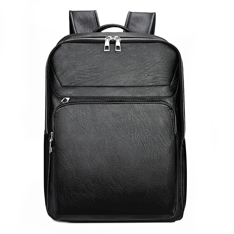 2Solid Colors Male PU Leather Laptop Bag 3 Layed Solid Large Capacity Handlebag Embossing City Jogging Leisure Backpack