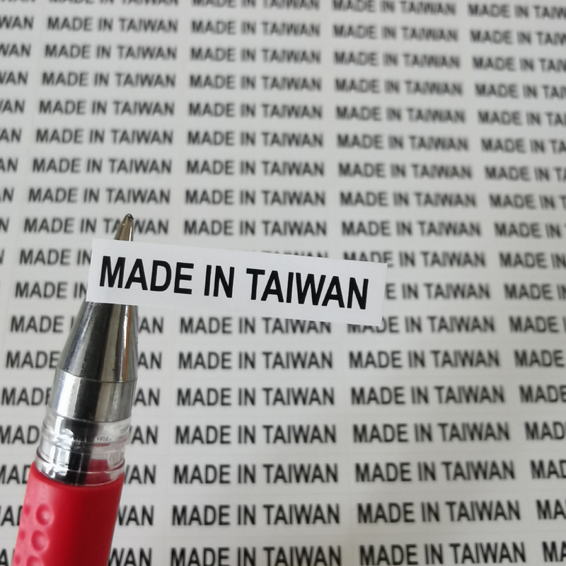 MADE IN TAIWAN Transparent or white stickers 1000PCS 6X28mm label with black print: WHITE