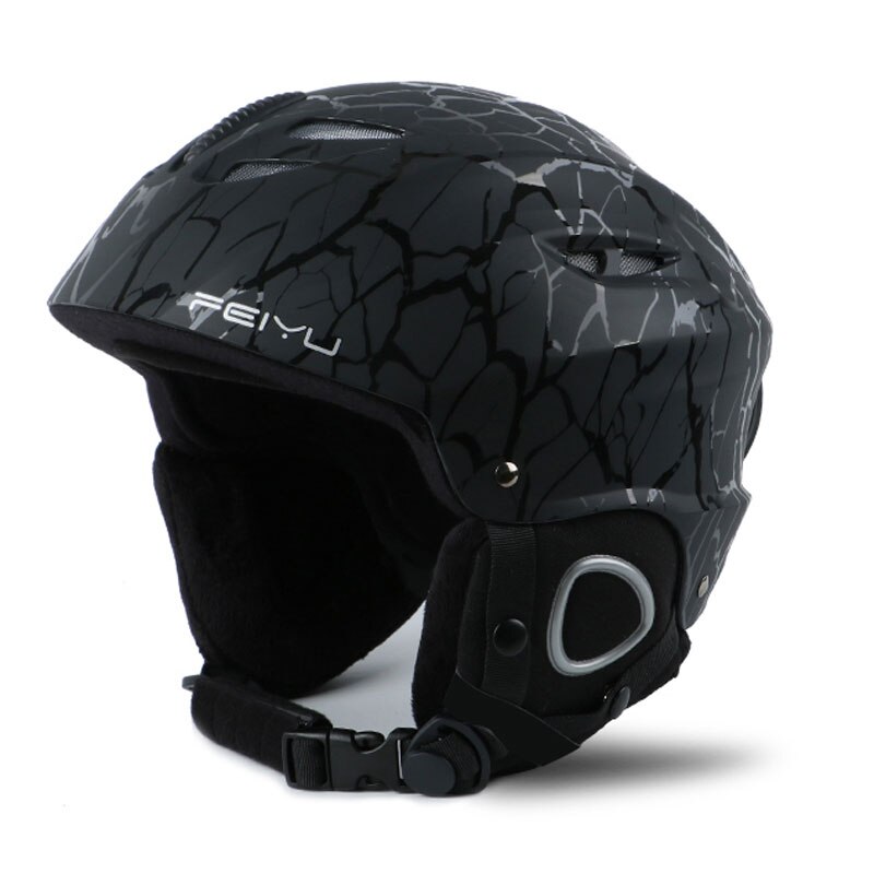 Outdoor veiligheidsskihelm voor volwassenen, integraal gevormde skihelm voor snowboard, skateboard, sneeuwskihelm voor motorfietsen: Strepen zwart / M(54-58cm)