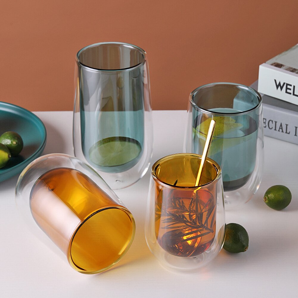 Farve glas kop borosilikat beholder farve glas kop borosilikat drikke gennemsigtig glas kop borosilikat klar