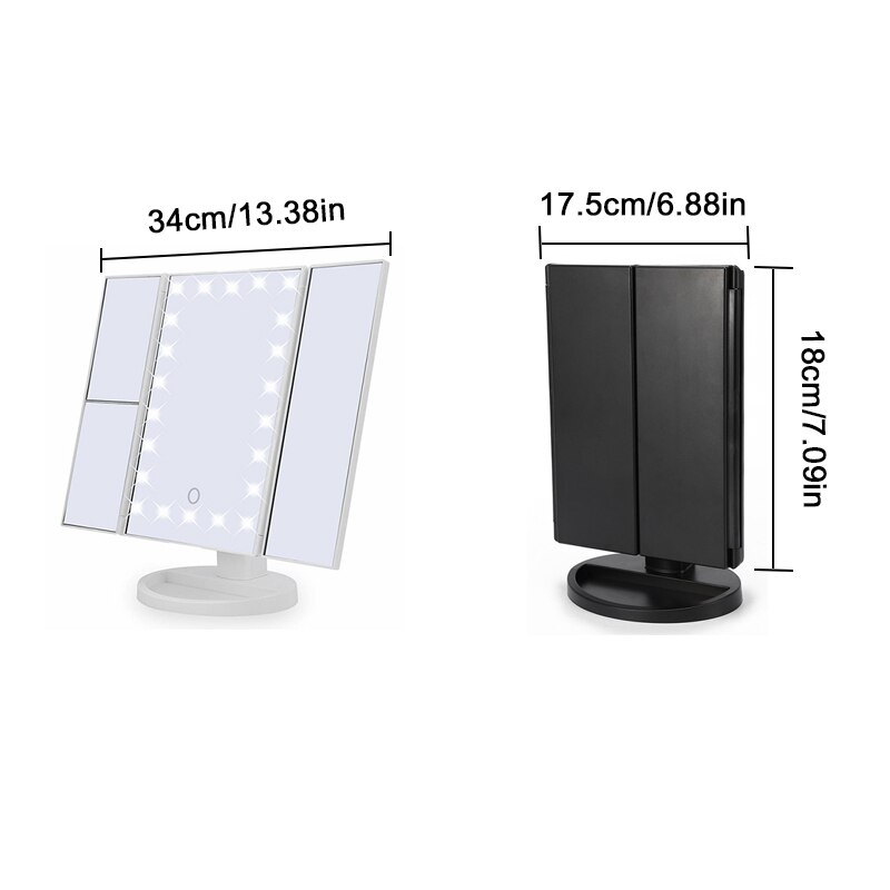 Tre-Fold Specchio Per Il Trucco LED Specchio Per Il Trucco di Bellezza Specchio Da Tavolo USB regolabile Specchio di Bellezza con lente di ingrandimento pannelli