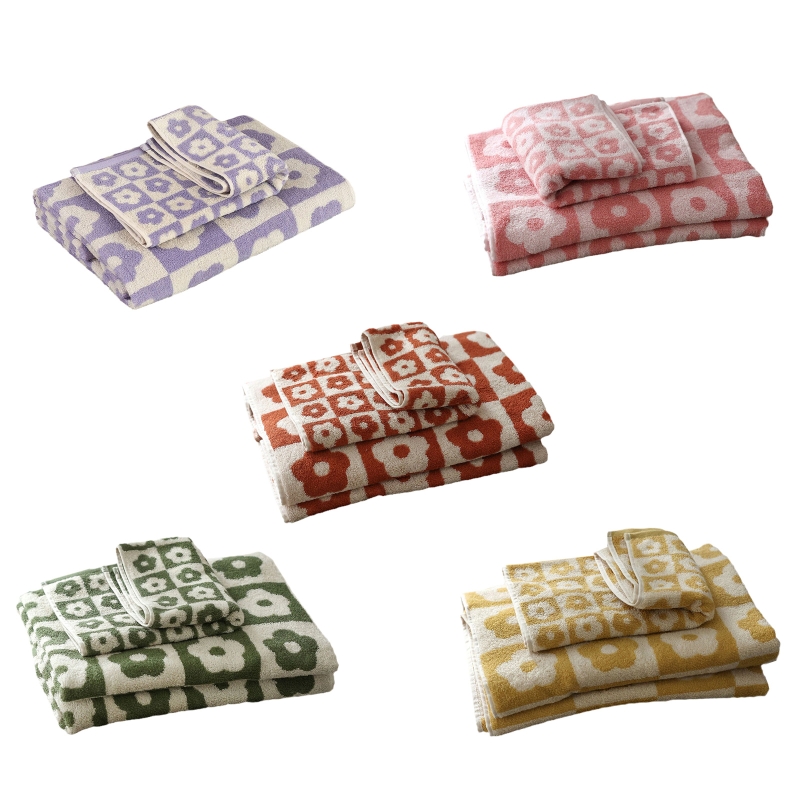 Huishoudelijke Geruite Bloemen Patroon Badhanddoek Katoen Washandje Douche Deken Snelle Droge Absorberende Super Zachte Zwembad Strand Q1FD