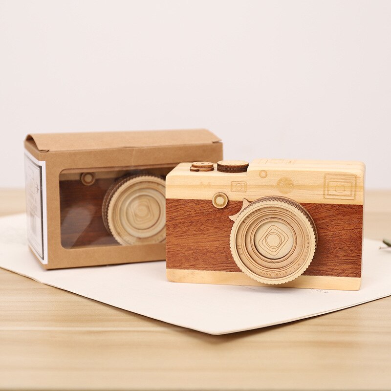 Wooden Camera Models Music Box Retro Camera Music Box Birthday Music Box