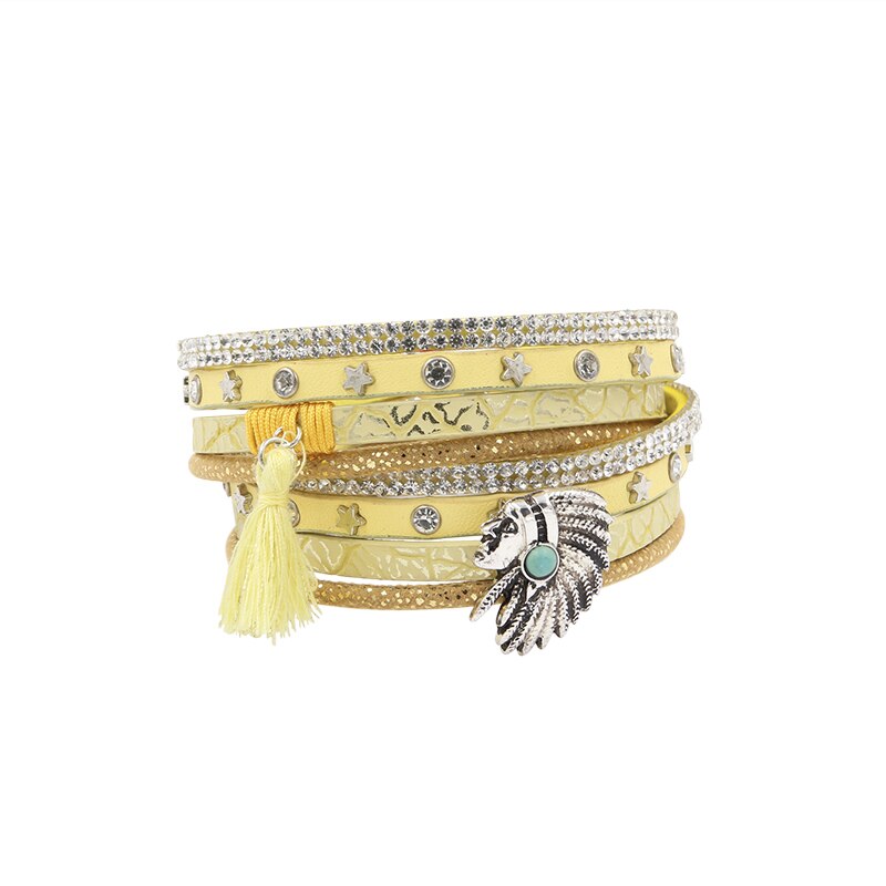 Armband PU Lederen Armbanden &amp; Armbanden Voor Vrouwen Pulseira De Couro Vrouwelijke Lange Egyptische Schoonheid Hoofd Wrap PulserasMujer