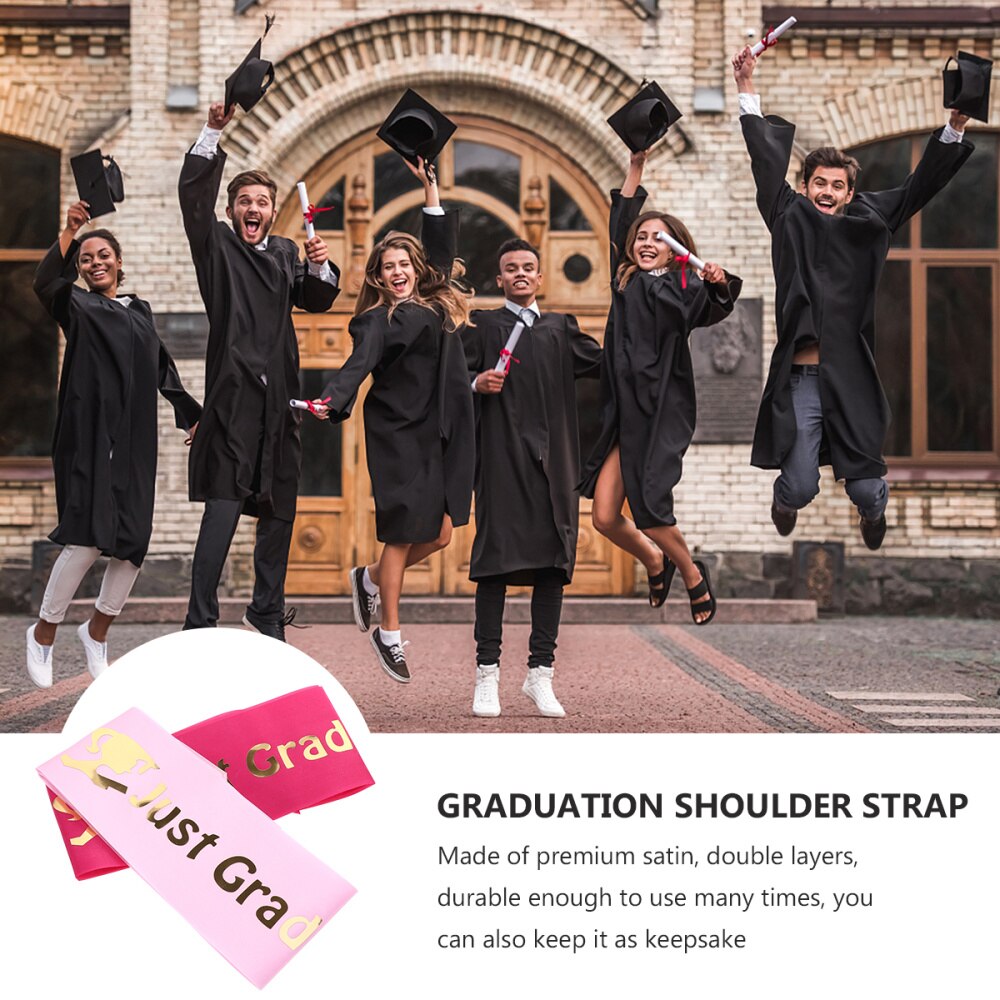 2Pcs Graduation Series Etiquette Belt Set Graduation Party Supplies Prom Favors Sash Graduation Party Decor (1Pc Pink +