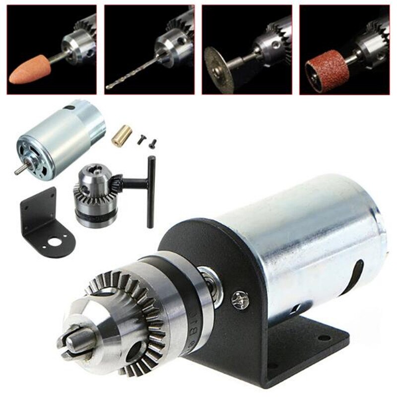 Dc 12-36V Drehmaschine Drücken 555 Motor- Mit Miniatur Hand Bohrfutter Und Montage Halterung Dc Motor-