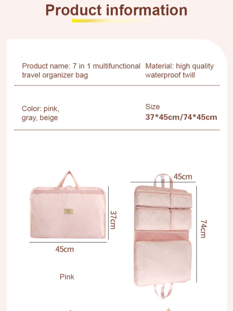 Travel Storage Bags Suitcase Storage Bags Foldable Hanging Large Capacity Storage Bags Waterproof Clothing Partition Storage Bag