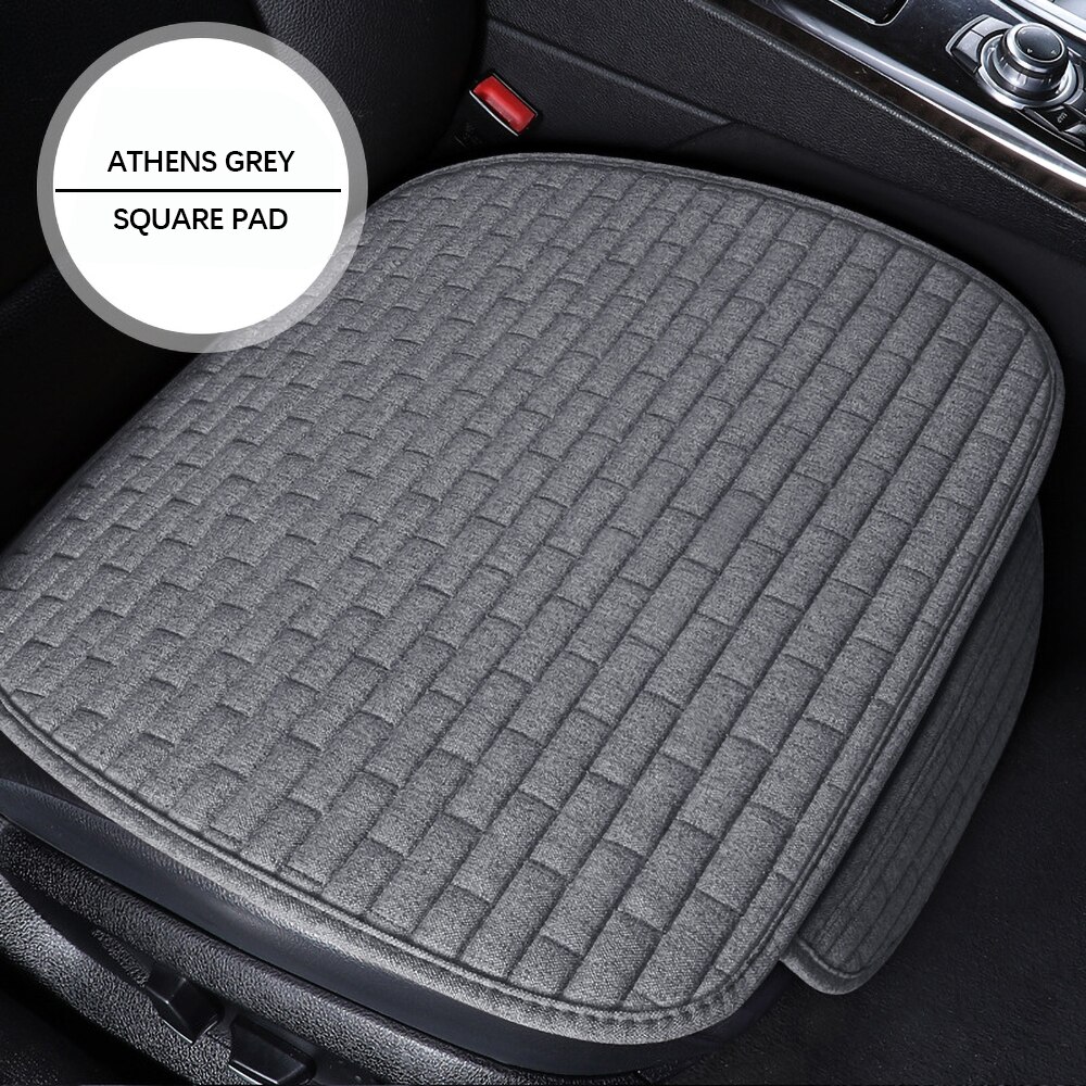 Car Seat Cover Front/Rear Flax Seat Protect Cushion Universal Breathable Comfortable Automobile Protector Pad Car Covers Mat: E