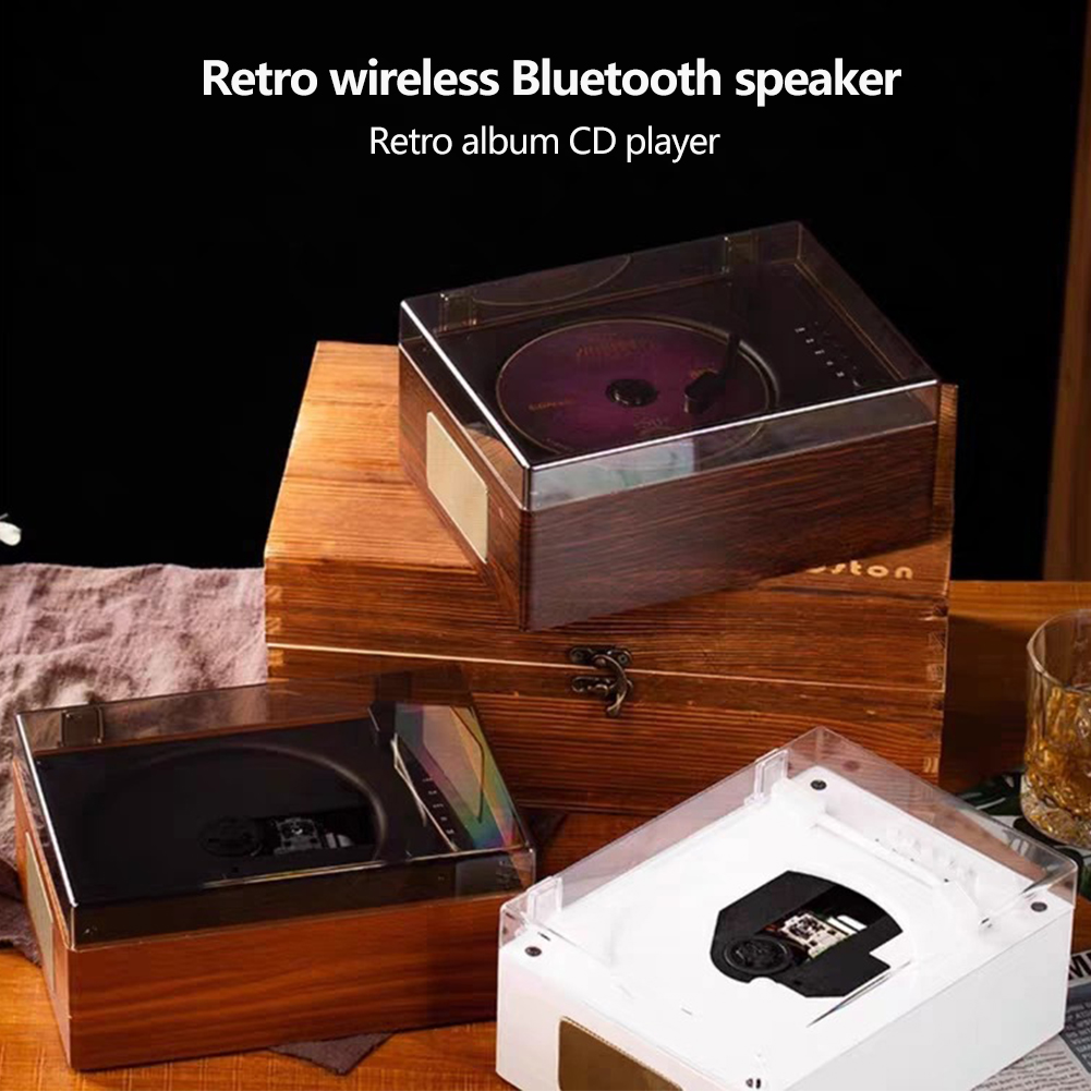 Retro CD Player Rechargeable Wireless Bluetooth 5.0 Speaker Portable Home Music Player USB 3.5mm AUX Desktop CD Player for Phone