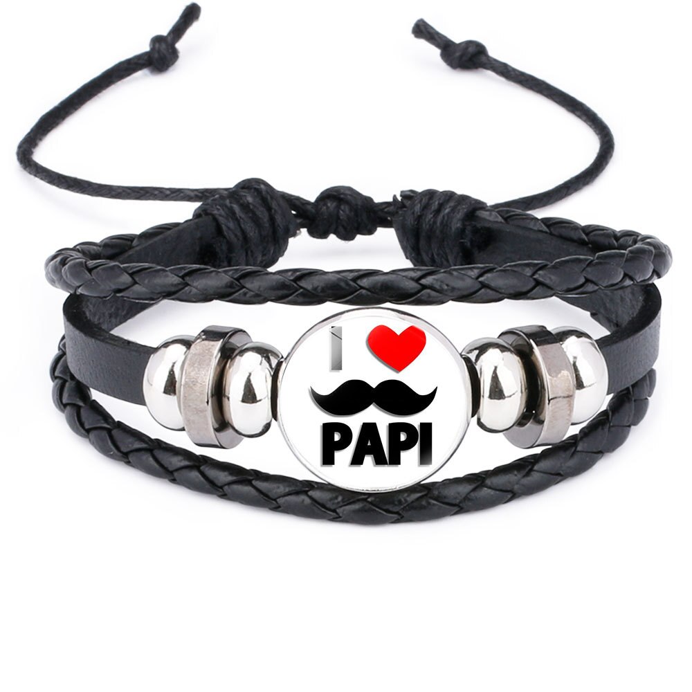 Vaderdag Beste Super Dad Hand Geweven Lederen Koord Glas Armband: 8