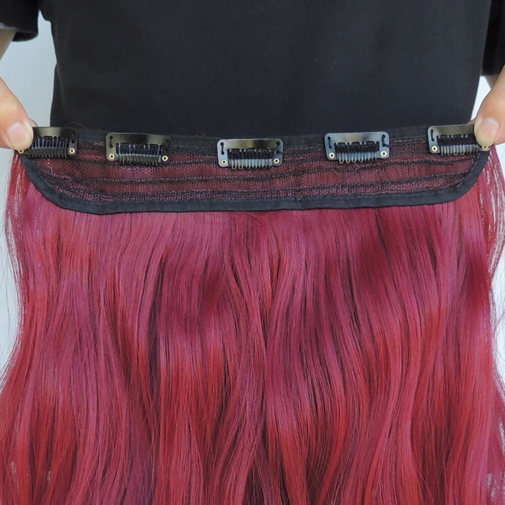 Wjj 12070/118c 2 piece xi.rocks clips in hair extension syntetiske parykker clips extensions krøllet hårnåle paryk mørk rød farve