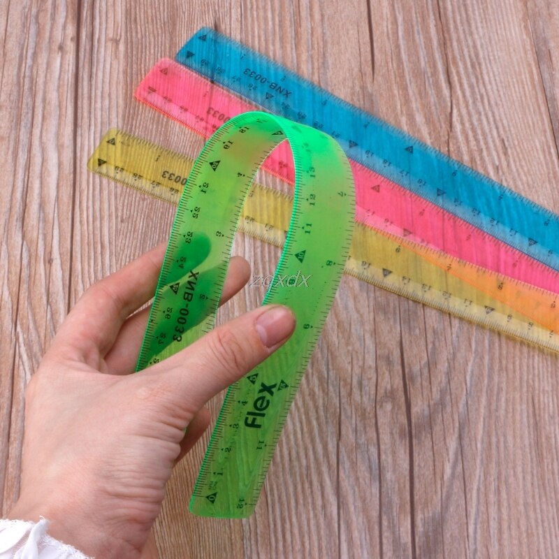 Soft Ruler multicolour student flexible ruler tape measure 15cm 20cm 30cm(6\8\12inch) Straight Ruler Office School supplies July