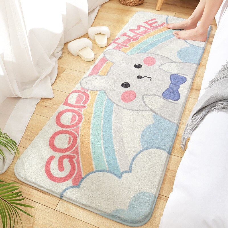 Lamb Wool Long Carpet Bedside Decorative Floor Mats Bedroom Rugs Super Soft Plush Foot Mat Absorbent Non-slip Bathroom Door Mat: 40x120cm / 01