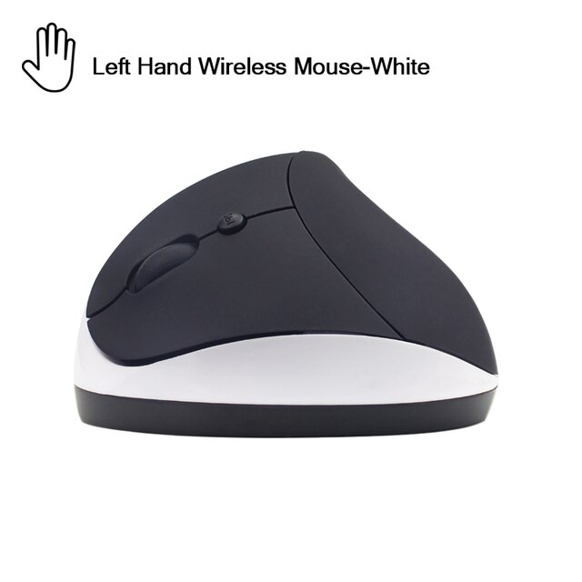 6D 1600 DPI Left Hand Vertical Mouse 2.4GHz USB Wireless Mause Matte Ergonomical Wrist-care Mice for PC Laptop Office Use: Left-Wireless-White