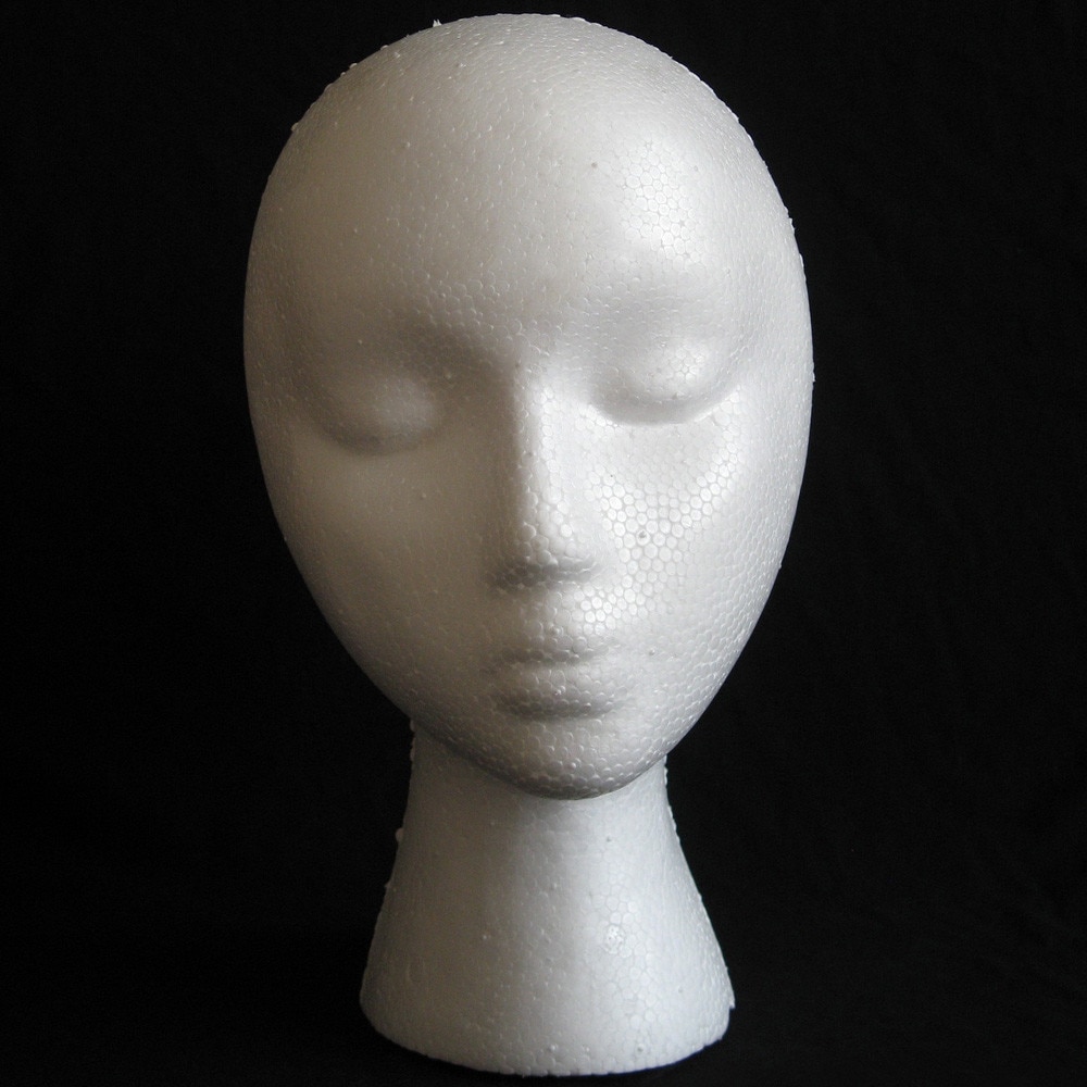 Female Styrofoam Foam Mannequin Manikin Head Model Hat Glasses Display Foam Mannequin Head Model Hat Wig Display Stand Rack D
