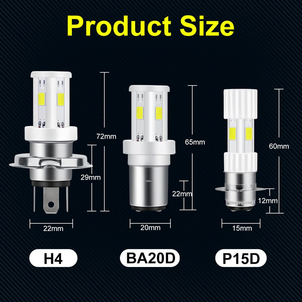 1200LM 3 Kanten Keramische BA20D Led H6 P15D HS1 H4 Led Motorfiets Koplamp Lampen Cob Chips Motorbike Hi/Lo ver Licht Moto Koplamp