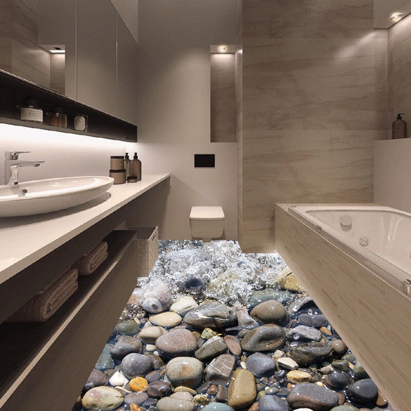 3D Floor Wall Stickers Beach Removable Mural Decals Bathroom Bedroom Home Decor 50X70cm