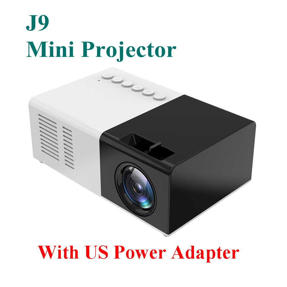 Mini Projector J9 Hd Home Projector Theater Mediaspeler Ondersteuning 1080P Av Usb Micro Sd Card Usb Draagbare Pocket beamer Vs YG-300: J9 US Plug Black