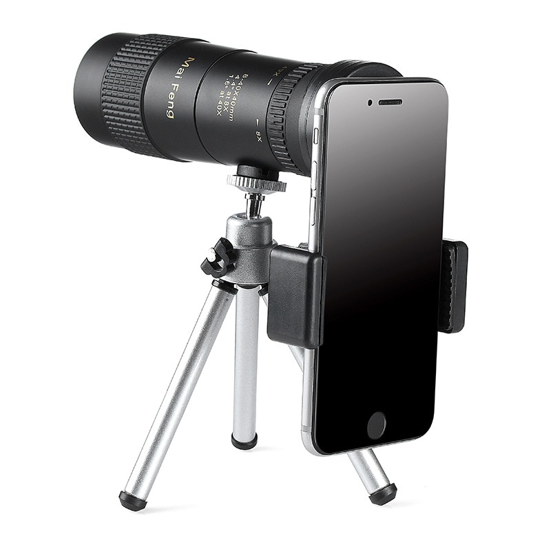 8-40x40 télescope monoculaire Zoom rétractable Compact étanche HD ED verre avec trépied pince de téléphone