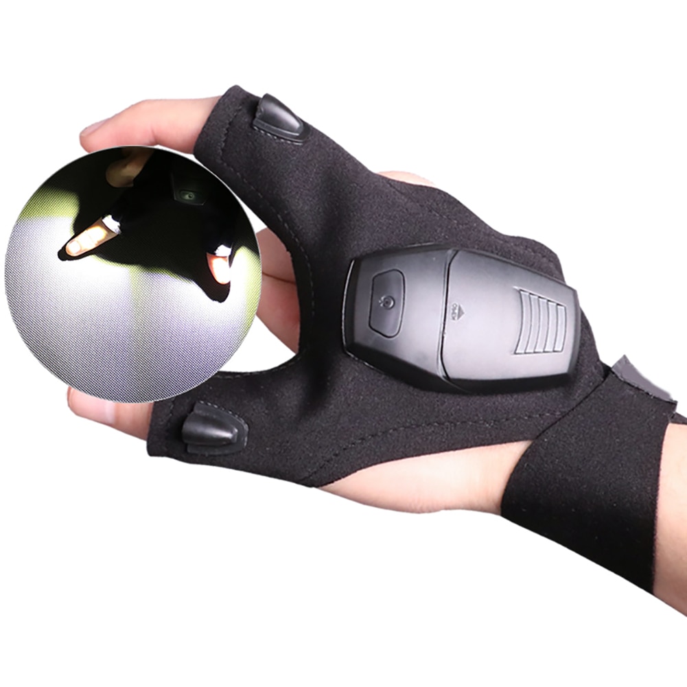 draussen Nacht Angeln Handschuhe mit LED Licht Hand Freies Taschenlampe Wasserdichte Reparatur Werkzeug Lampe