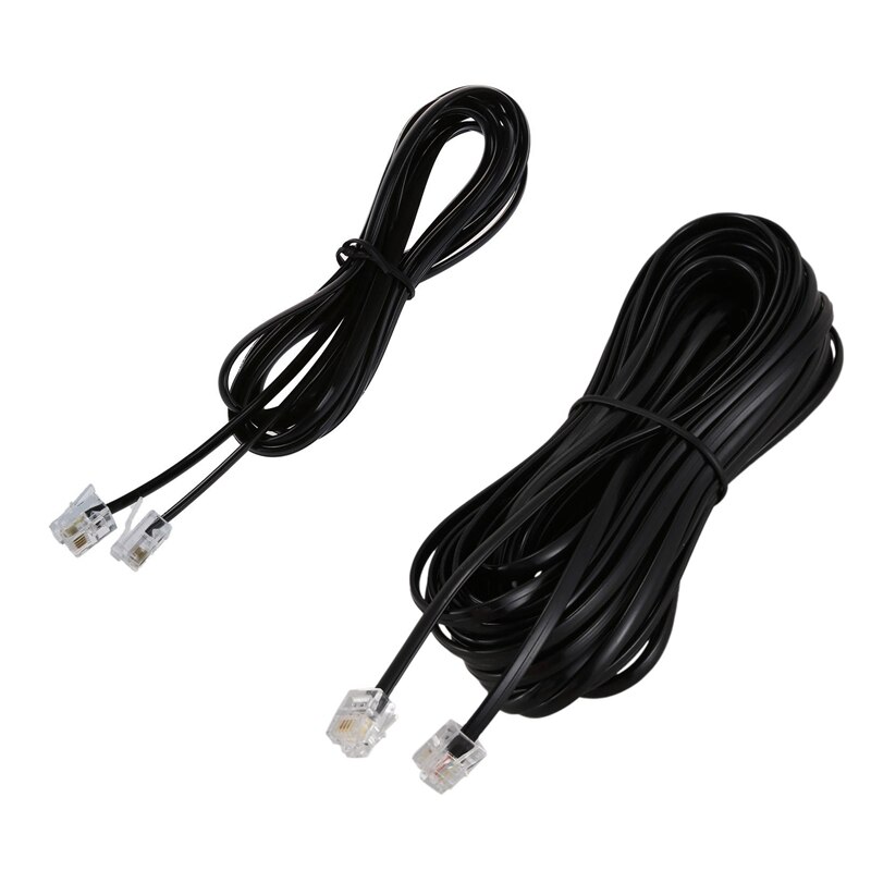 2 pces rj11 6p4c telefone cabo adsl modem, 2 metros & 10 metros: Default Title