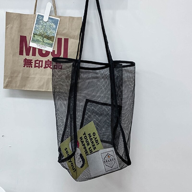 Vrouwen Mesh Strandtas Extra Grote Strandtas Bakken Voor Holding Strand Speelgoed Handdoek Kruidenier Picknick Schouder Handtas Boodschappentas