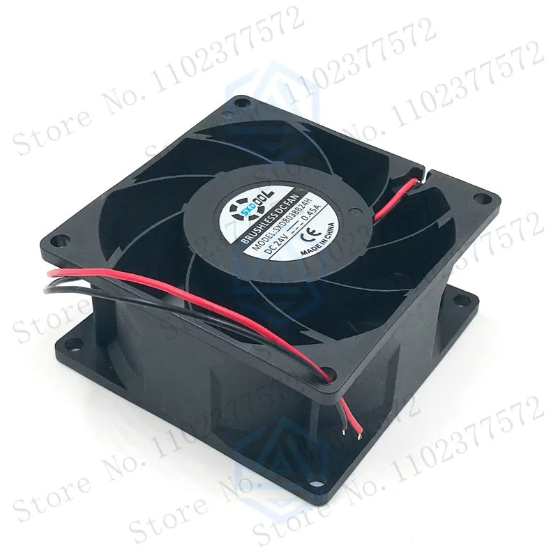 Ventilateur 8038 DC 24v 80mm ventilateur de refroidissement double roulement à billes 0,45A, débit d'air CFM haute vitesse, 80X80X38mm, pour refroidisseur de boîtier d'inverseur de serveur