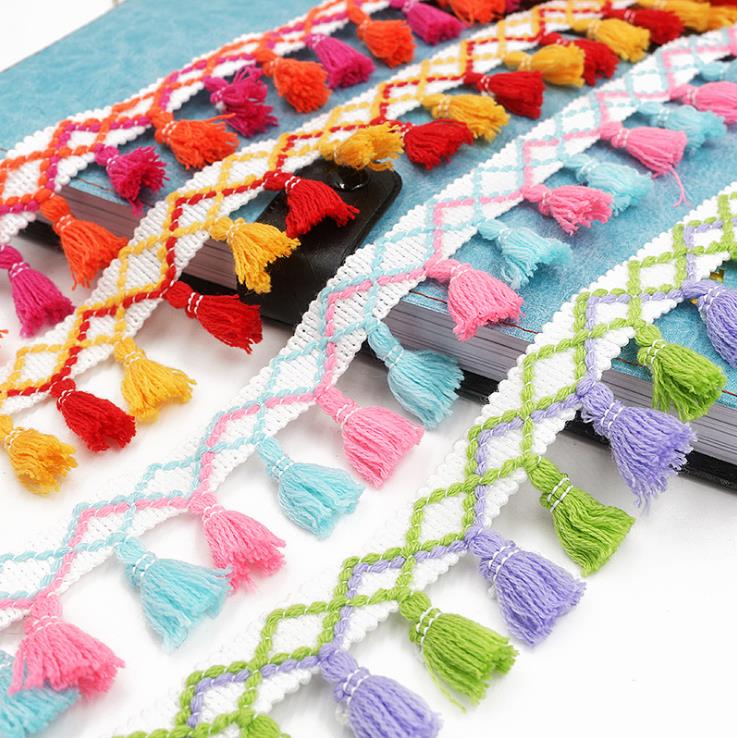 1 yard/lot kwastjes franjes katoenen kant rand kleding naai accessoires gordijn lint naai kant stof voor doe-het-zelf knutsel kleding