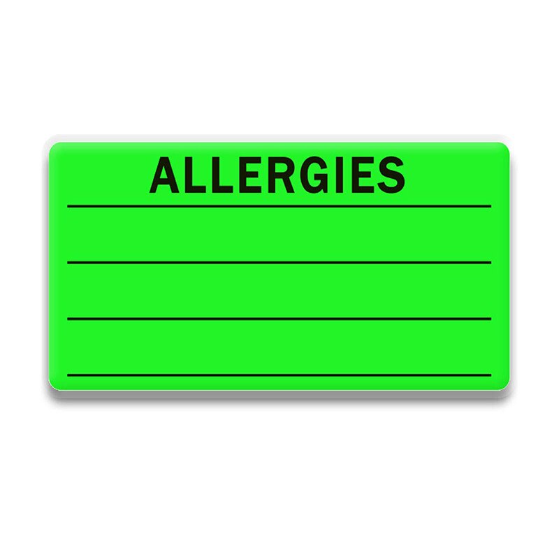 Allergy Sticker Fluorescent Green 300 Allergy Sticker