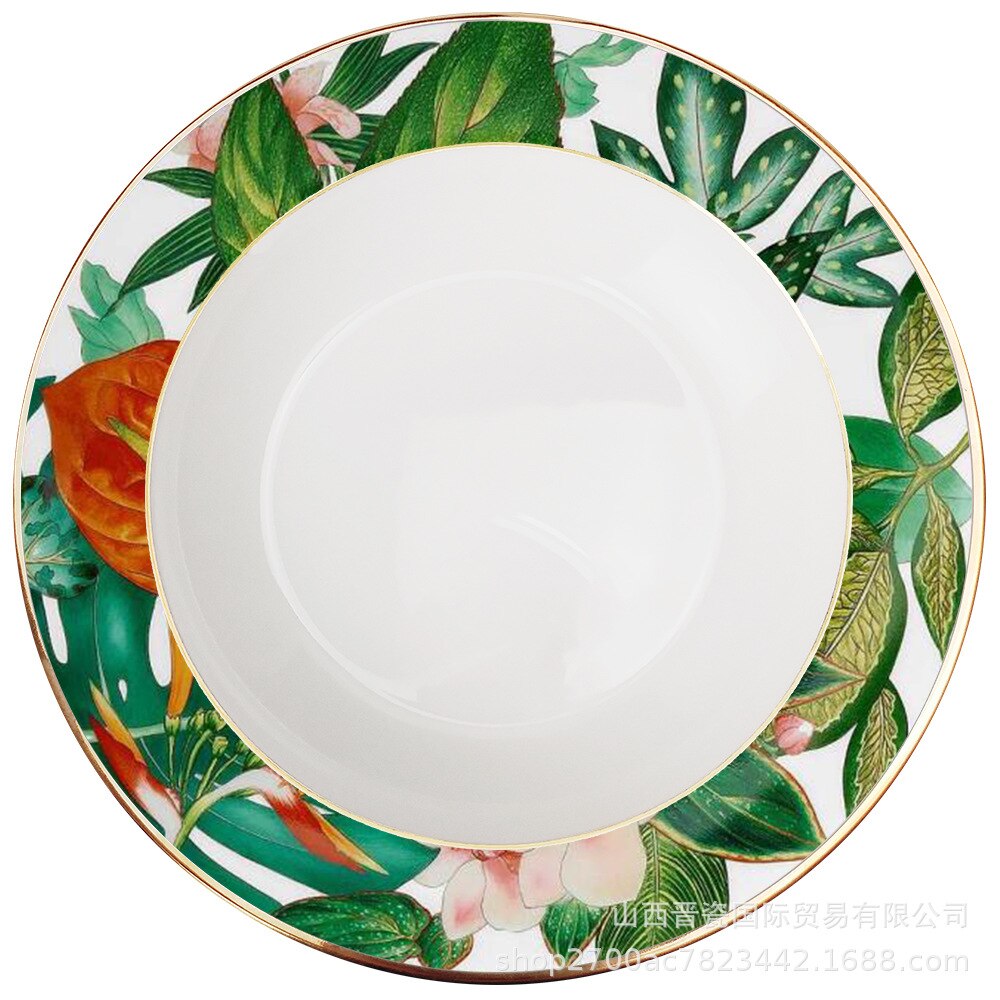 Summer style series plate hotel restaurant theme plate salad fruit cake plate plate plate set: 8-inch soup plate