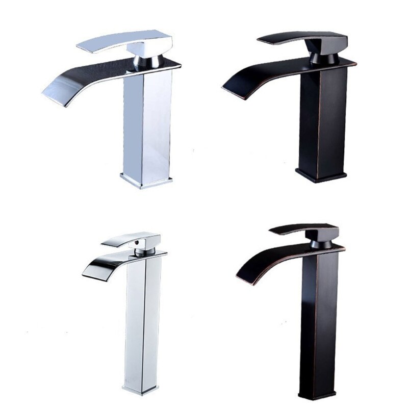Kitchen Bathroom Sink Faucet, Waterfall Spout Basin Faucet, Cold and Water Mixer Sink Tap, 360-Degree Rotation of Water 37ME