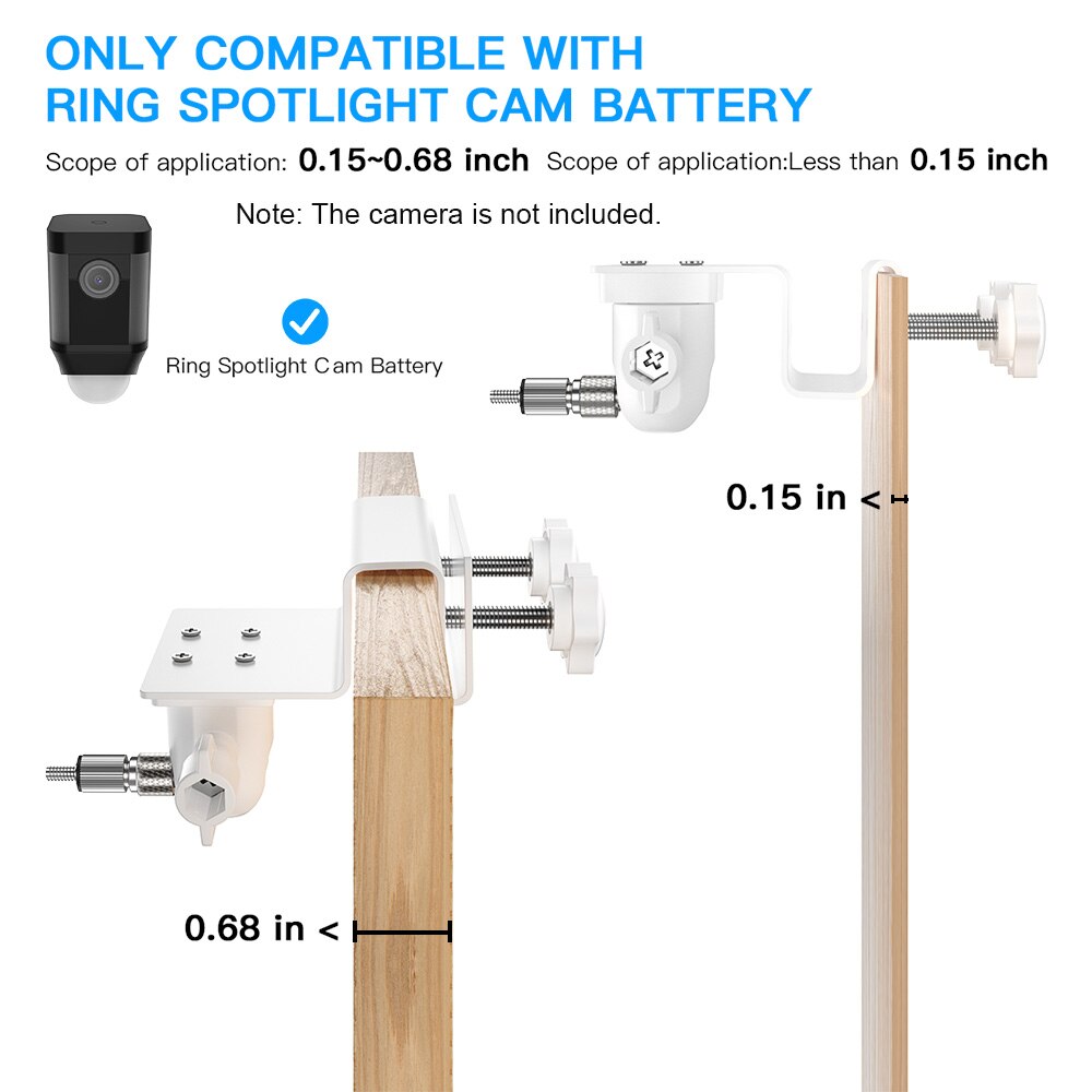 Gutter Mount Bracket Protective Adjustable Mount with M3 Adapter Screw for Ring Spotlight Cam Battery Mounting Bracket Outdoor