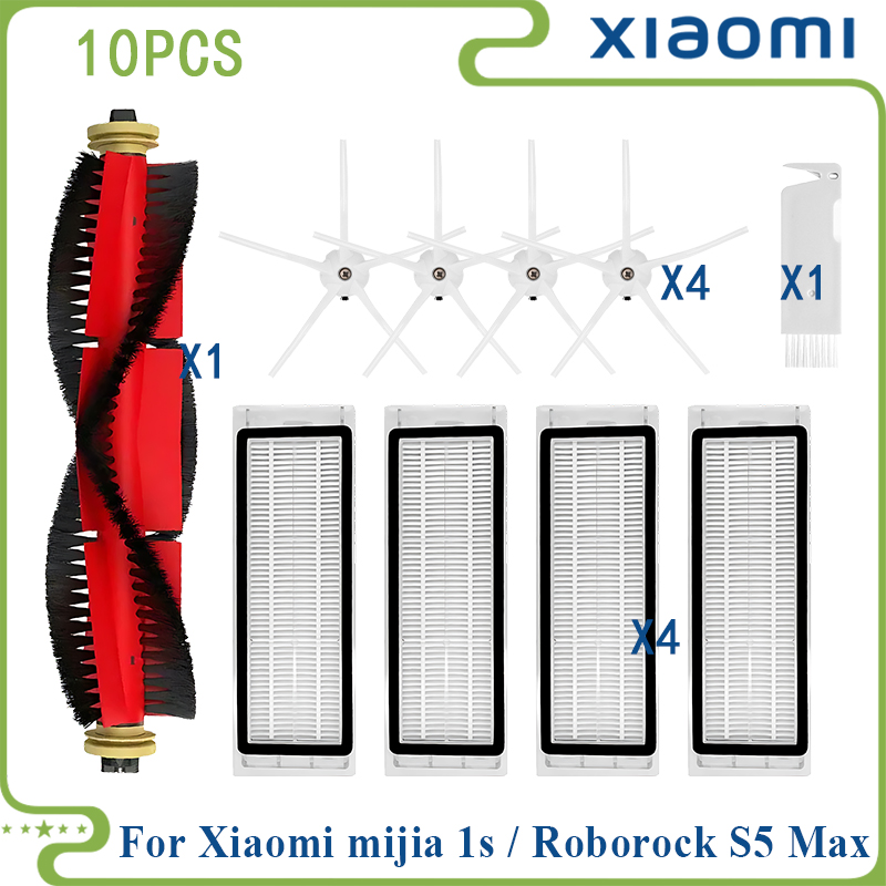 Fit For Xiaomi Mi Robot Vacuum Cleaner 1 / 1S SDJQR01RR SDJQR02RR Roborock E2 E3 E4 E5 S4 S4 Max S5 Main Side Brush Filter: army green