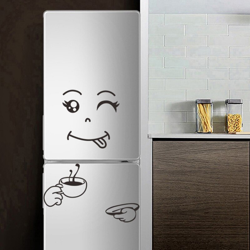 Cute Wall Stickers Happy Delicious Face Sticker Smiley Face Fridge Wall Window Mirror Fridge Stickers
