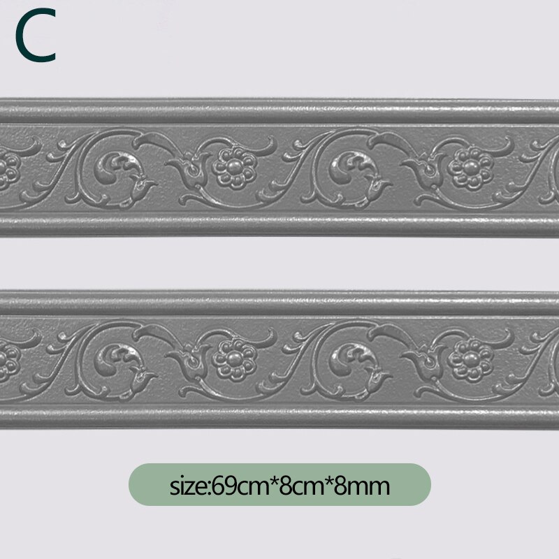 Self Adhesive 3D Foam Wall Stickers Waterproof Baseboard Wallpaper Border Wall Sticker Living Room Bedroom House Decorations: C