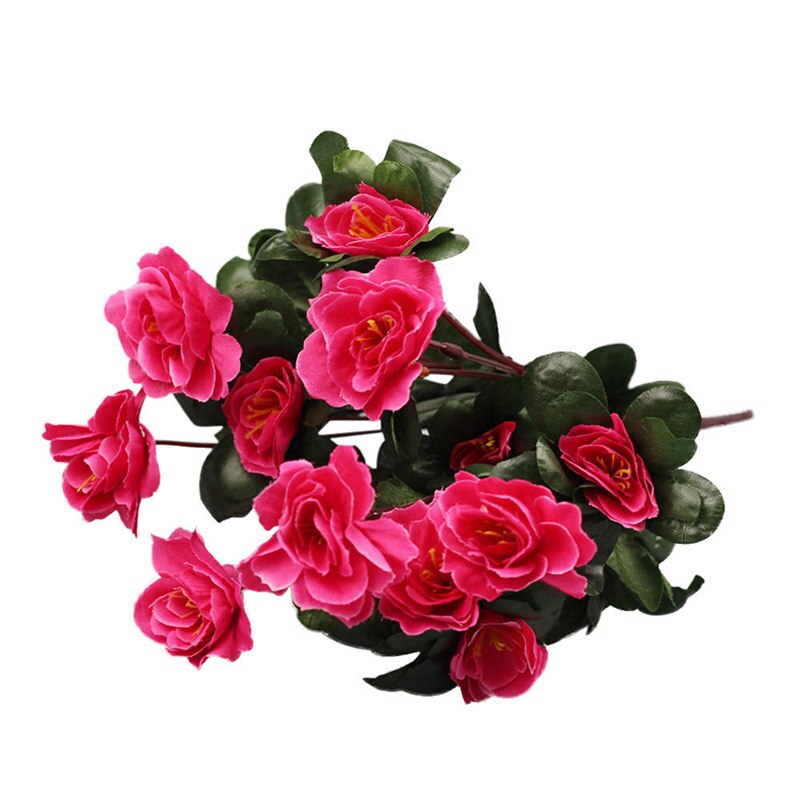 Kunstbloemen Goedkope Boeket Simulatie Van Azalea Saffloer Wedding Party Garden Home Decoratie Zijde Plastic Planten: Rose Red