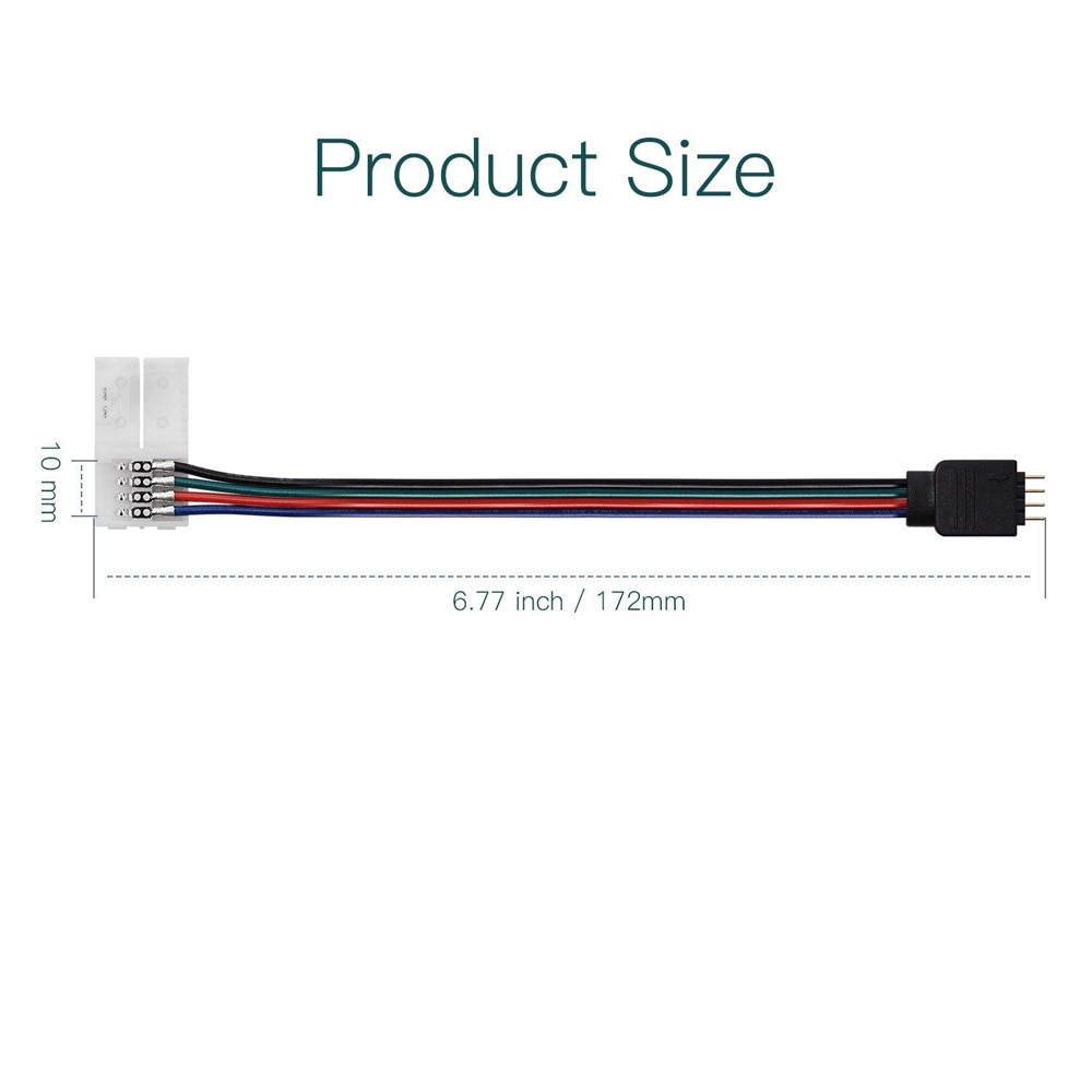 15cm 5050 rgb 4- pinner ledet stripe lys kontakter ledning kvinnelig kabel stripe til strømadapter 4 pin 10mm forlengelseskontakt 5 stk / mye