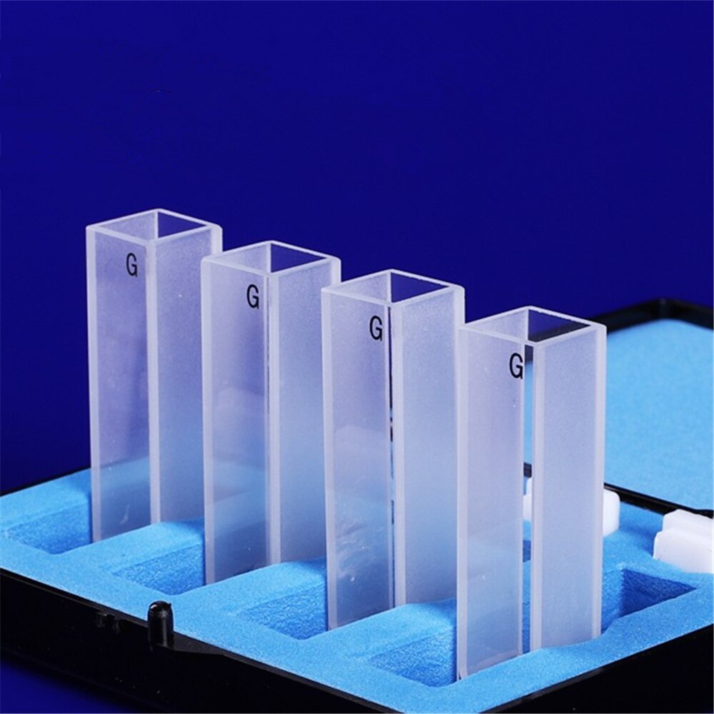 4 stks 10mm Weglengte Glas Cuvette Mobiele Met Deksel Voor Spectrophotometers