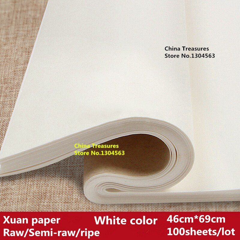 100 stk / lot ,46cm*69cm, kinesisk rispapir maleri kunst kinesisk kalligrafipapir xuan zhi jing xian papir praksis papir