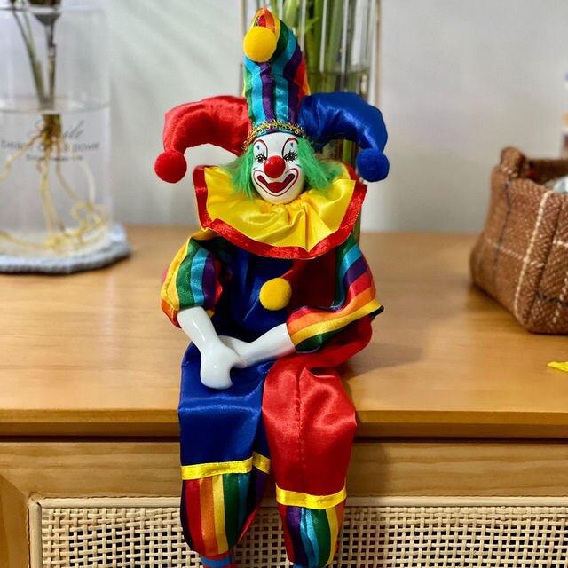 Clown Pop Keramische Opknoping Voet Hand-Paintedt Clown Pop Retro Pop Marionet Sfeer Rekwisieten Desktop Decoratie Speelgoed: C