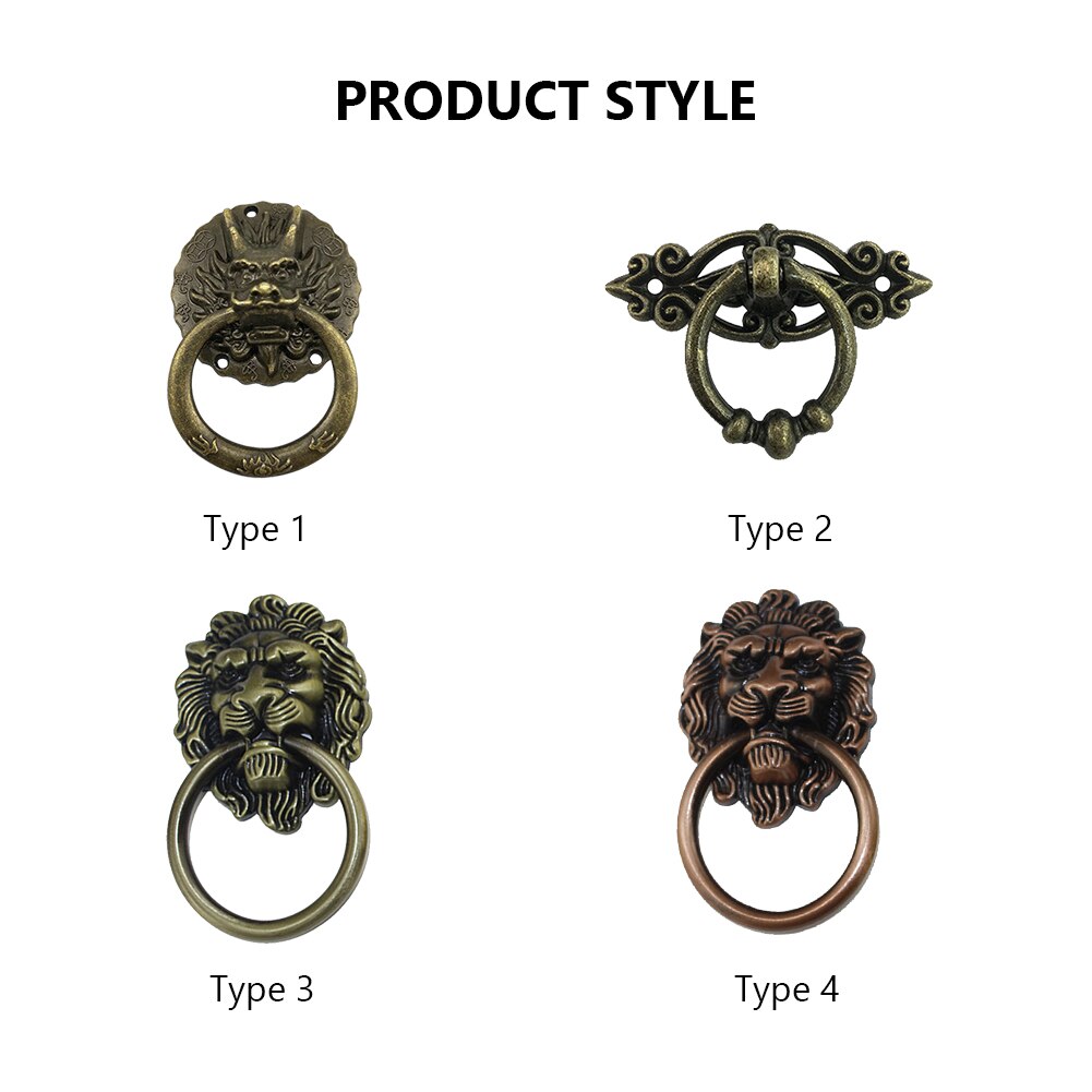 Vintage Dragon Dresser Drawer Knobs Head Lion Head Drawer Cabinet Door Pull Handle Ring Hardware Retro Dragon furniture handles