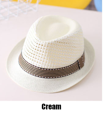 ¡Novedad! sombrero Panamá para niños, sombreros de verano para el sol, gorro para bebés y niños, sombrero de paja de Jazz para niños, sombrero para bebés tipo gorro para niños, accesorios de fotografía: Cream