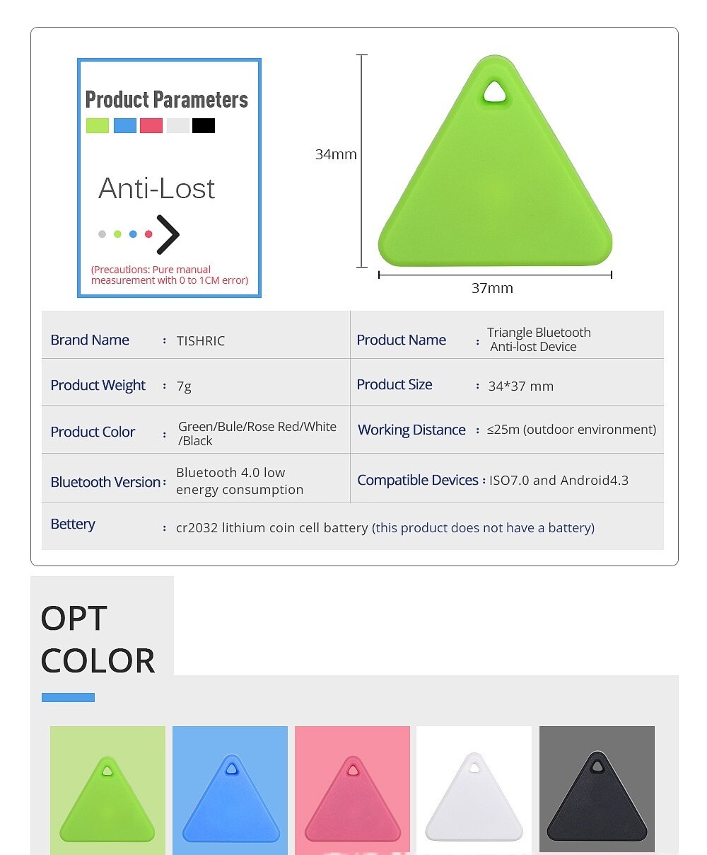 Trójkąt Bluetooth inteligentny Bluetooth 4.0 dwukierunkowy znalazca alarm antywłamaniowy znalazca dwukierunkowy włamywacz