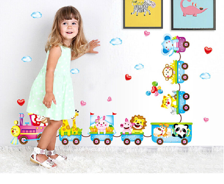 Safari dyr tog veggklistremerker barnehage dekor baby barn kunst veggmaleri flyttbar