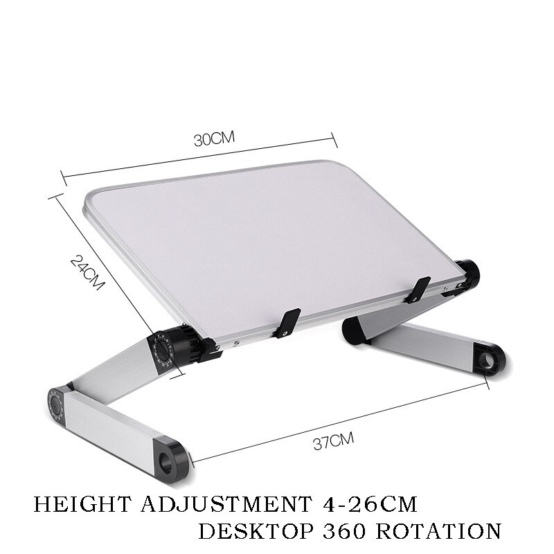 Aluminum Alloy Laptop Portable Foldable Adjustable Laptop Desk Computer Table Stand Tray Notebook Lap PC Folding Desk Table: ELH04000WH