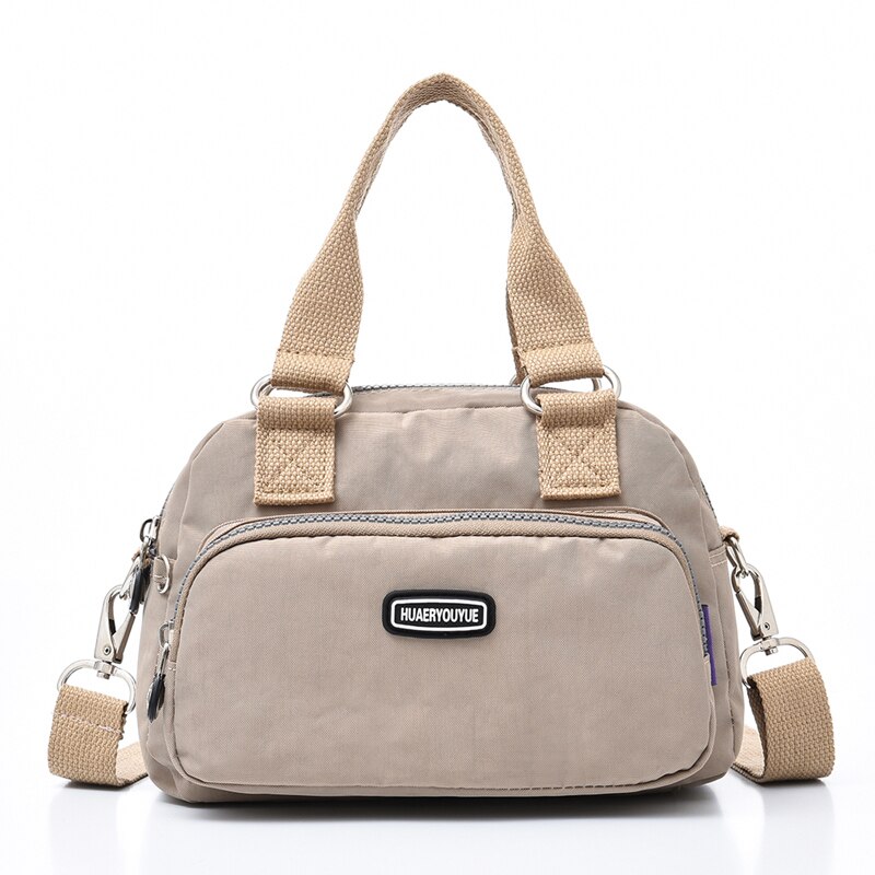 Bolsa transversal de náilon feminina, bolsa da moda, feita de náilon, impermeável, tipo bolsa de mensageiro, de ombro, casual: apricoot