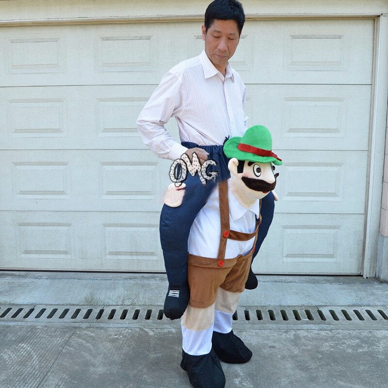 Épaule Ride sur mascotte Costume cochon dos fête déguisement porter Costume (bière homme/marron)