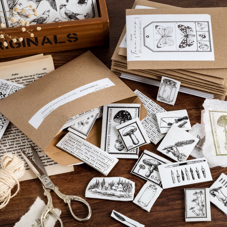 Retro Plants Leaves Flower Butterfly Decoration stamp rubber stamps for scrapbooking stationery DIY craft standard stamp