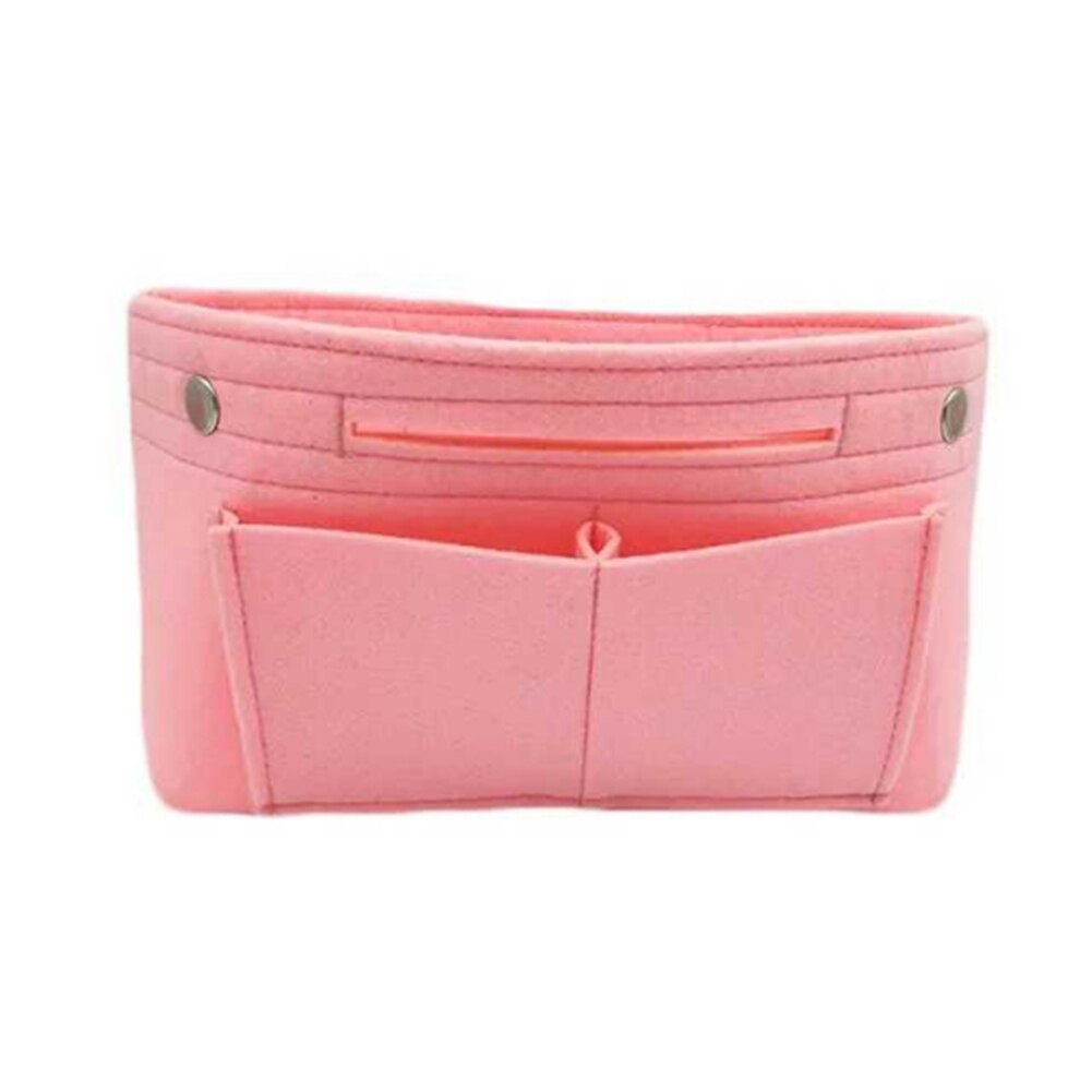 1pc multifunktions filt stof indvendig taske håndtaske multi-lommer kosmetisk opbevaring organisator tasker bagage tasker tilbehør: Lyserød / L